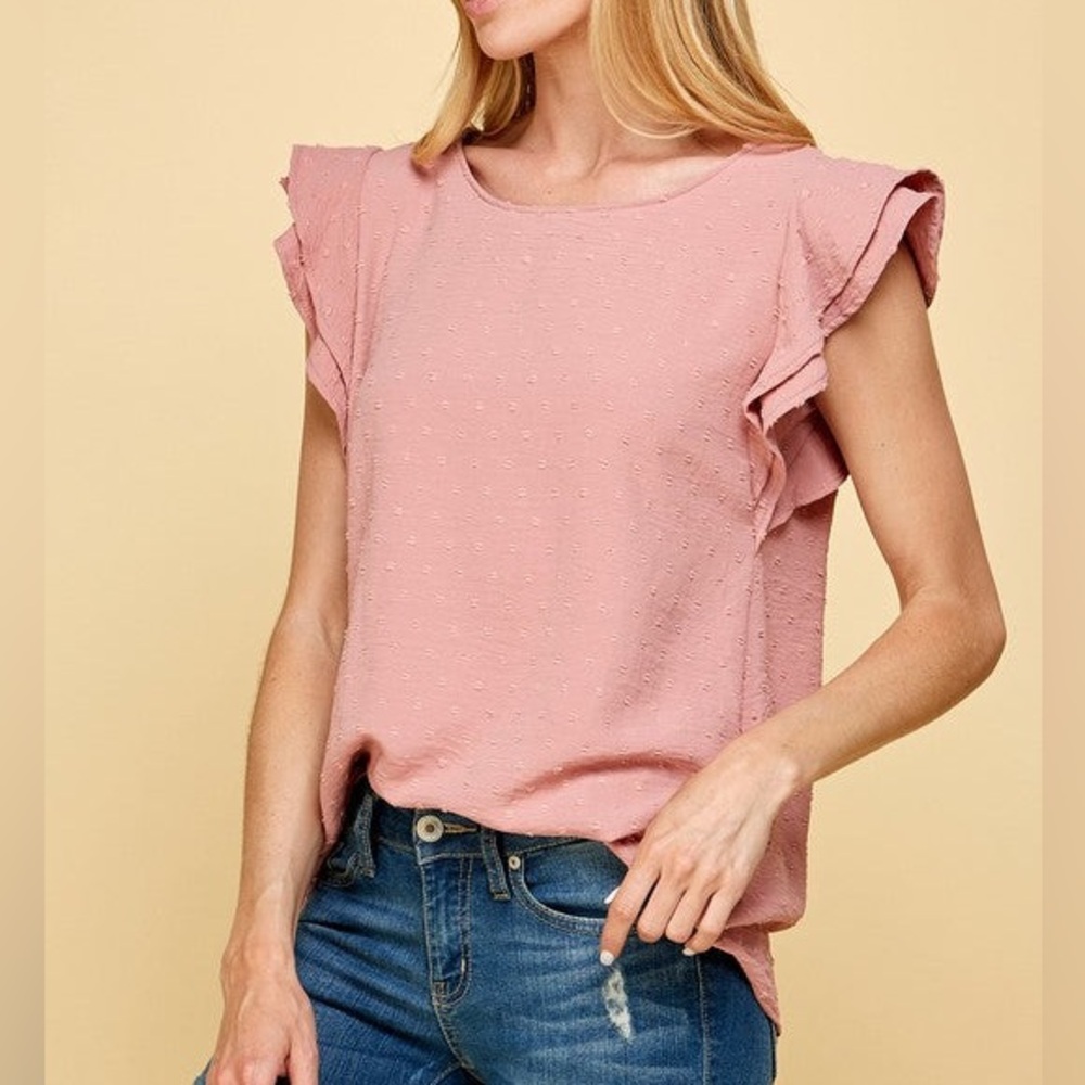 NWOT mauve top with Swiss dots